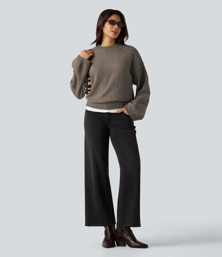 Stand Collar Long Sleeve Work Sweater