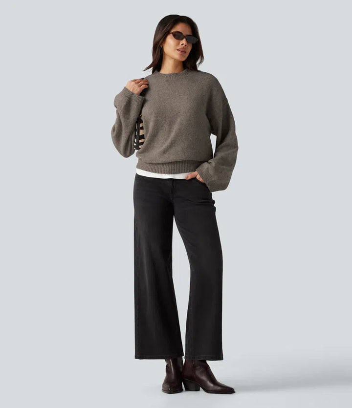 Stand Collar Long Sleeve Work Sweater