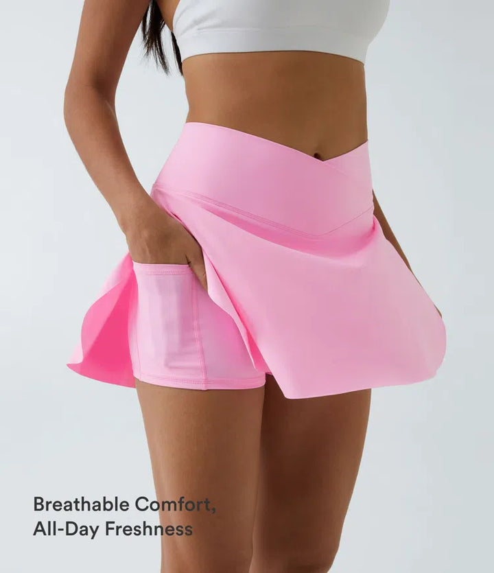 SoftlyZero Airy Crossover Pocket 2-in-1 InstantCool Tennis Skirt-Lucid-Longer Length