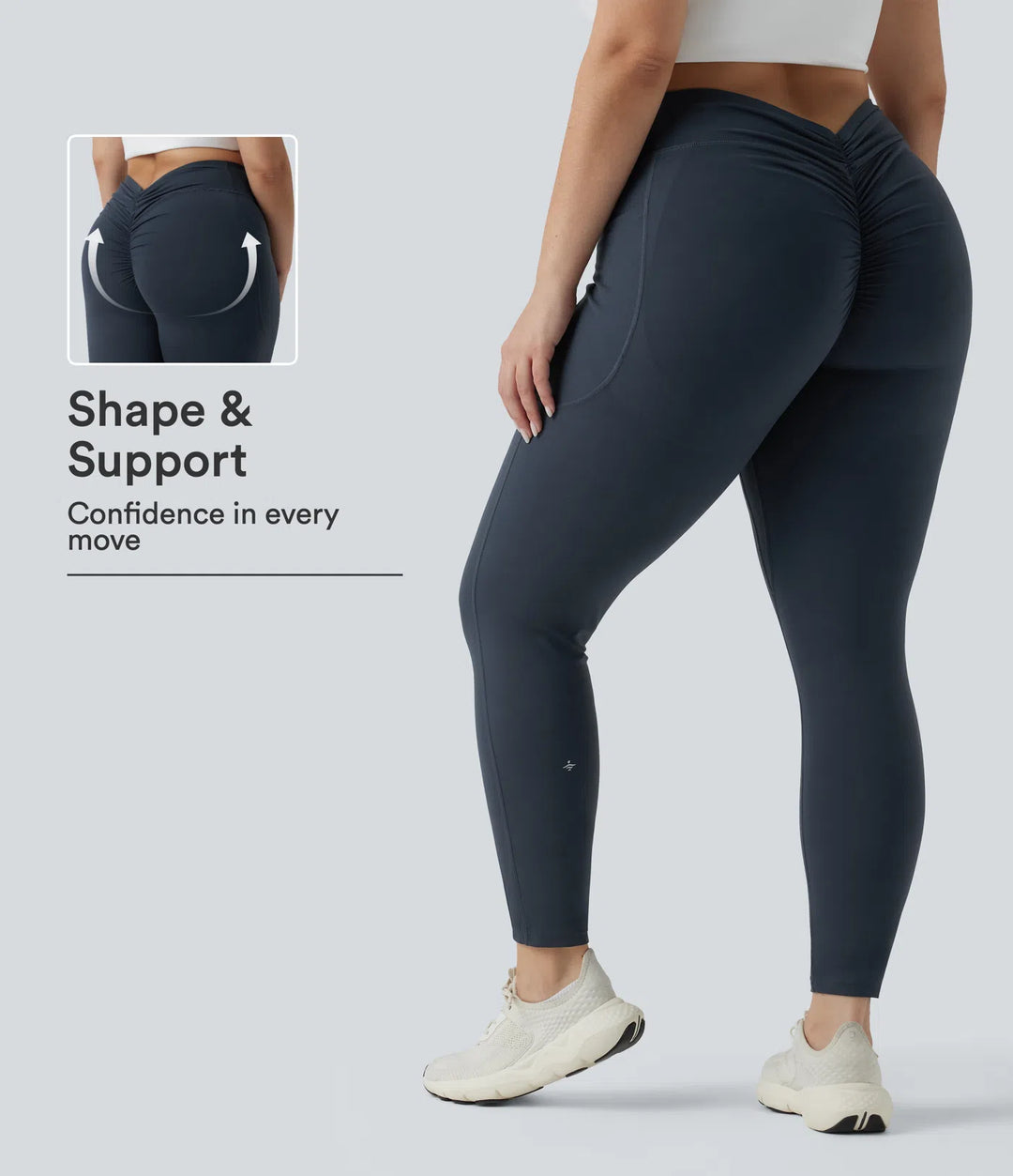 Plus Size Halara UltraSculpt High Waisted Tummy Control Butt Lifting Ruched Yoga Leggings with Pockets