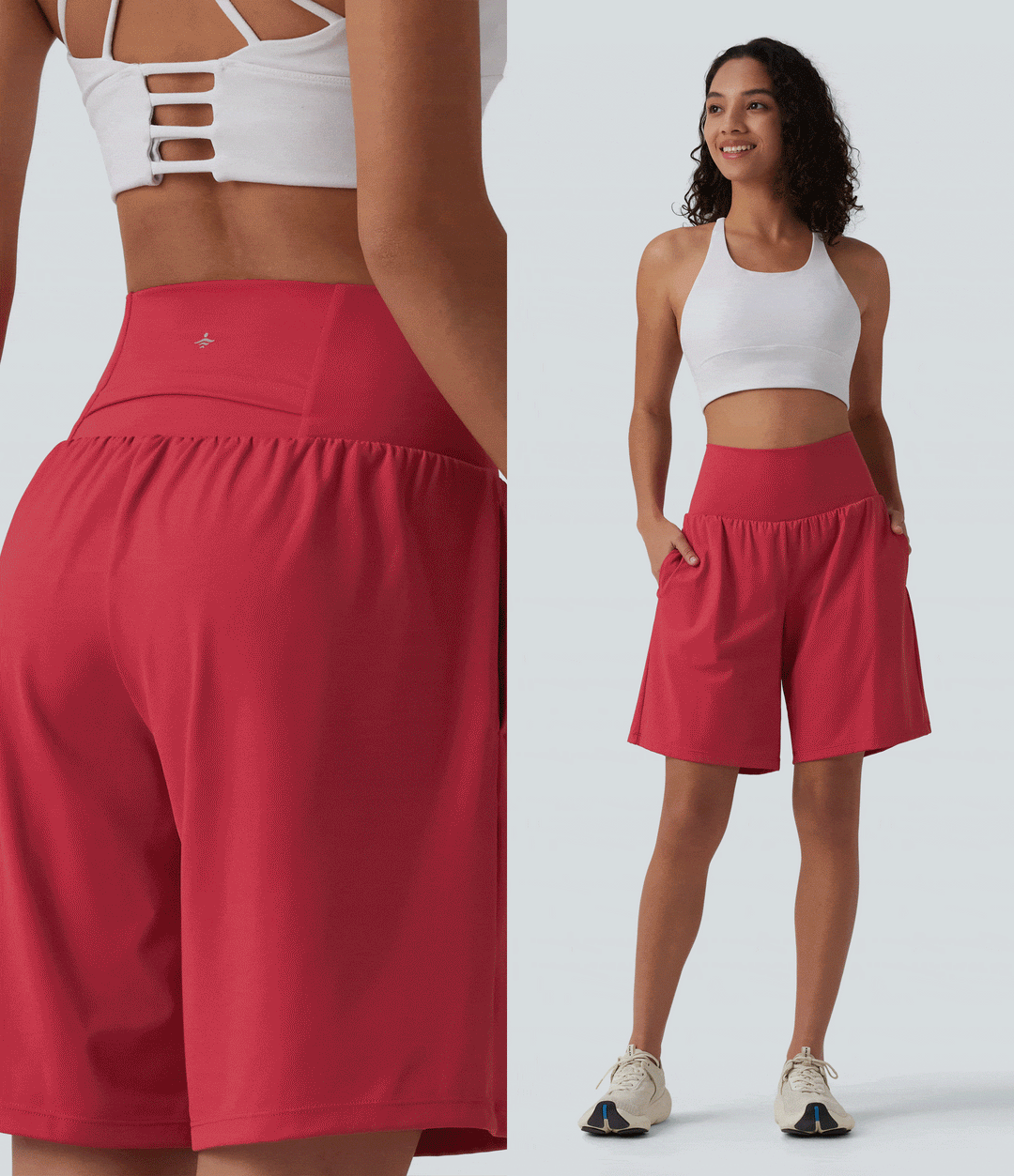SoftlyZero Airy Super High Waisted 2-in-1 InstantCool Yoga Shorts 9" with Pockets