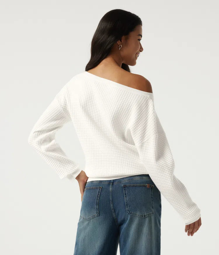 Long Sleeve Waffle Casual Sweater