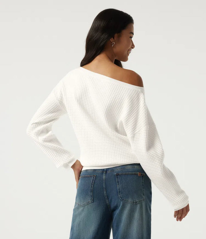 Long Sleeve Waffle Casual Sweater