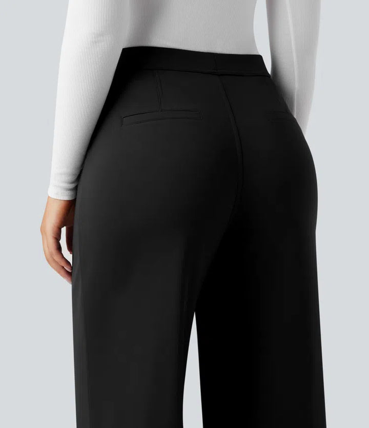 SoftlyZero Plush Thermal High Waisted Straight Leg Work Pants with Pockets