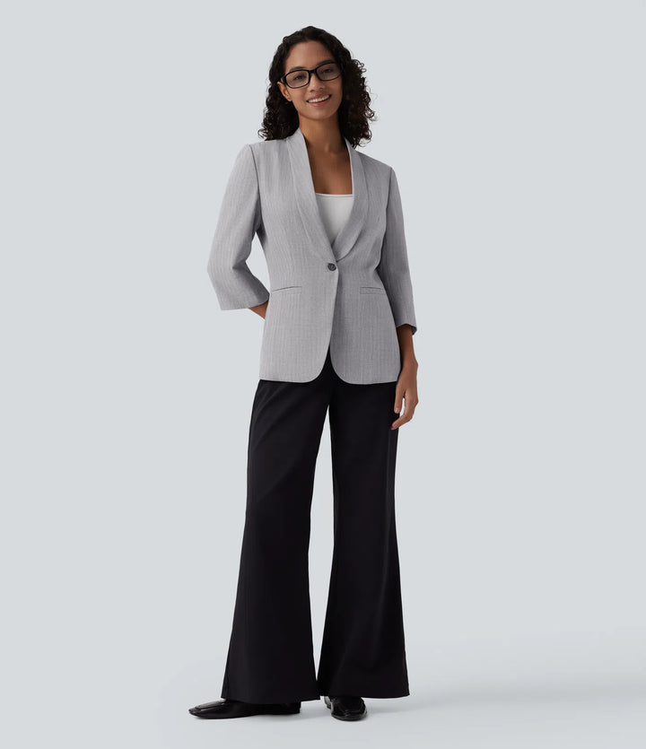 Shawl Collar 3/4 Sleeve Work Blazer with Pockets