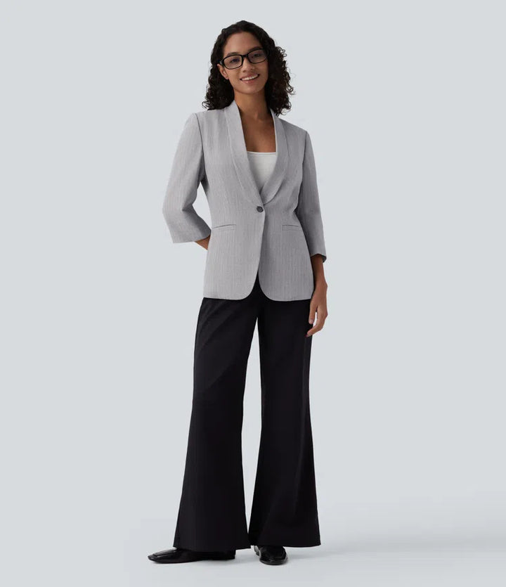 Shawl Collar 3/4 Sleeve Work Blazer with Pockets