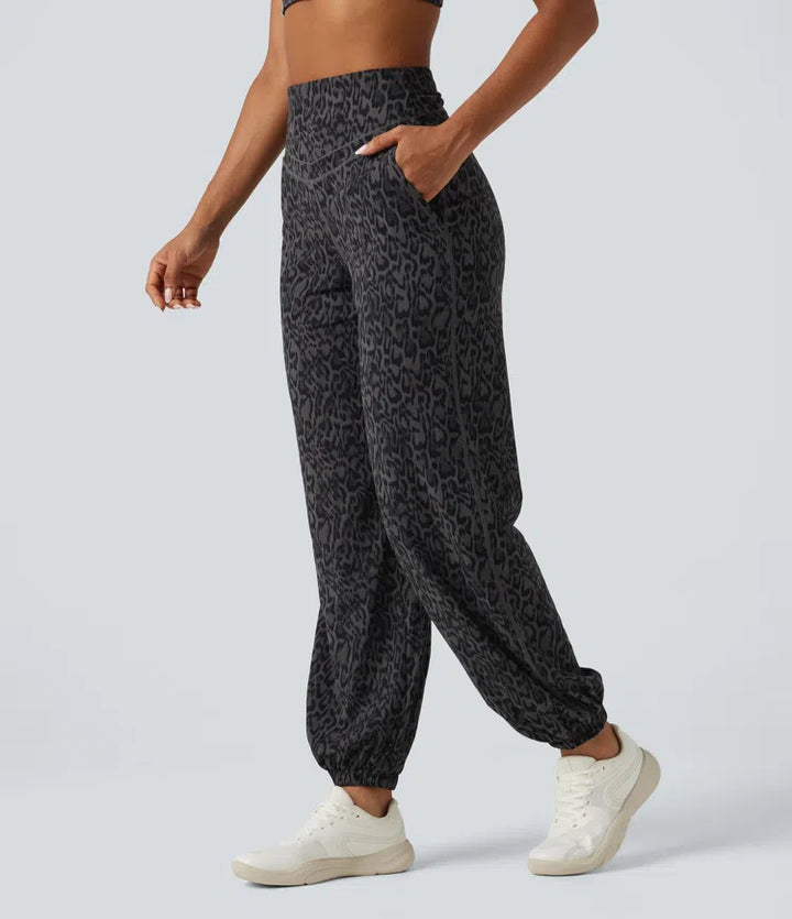Halara UltraSculpt Leopard Print High Waisted Tummy Control Yoga Joggers with Pockets