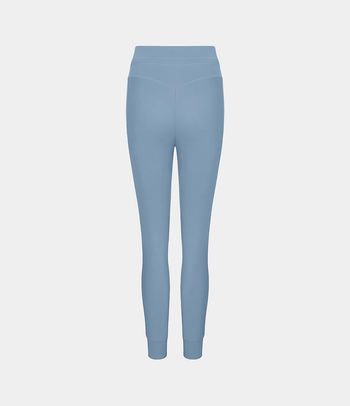 SoftlyZero Plush High Waisted Drawstring Pocket Plain Full Length Joggers