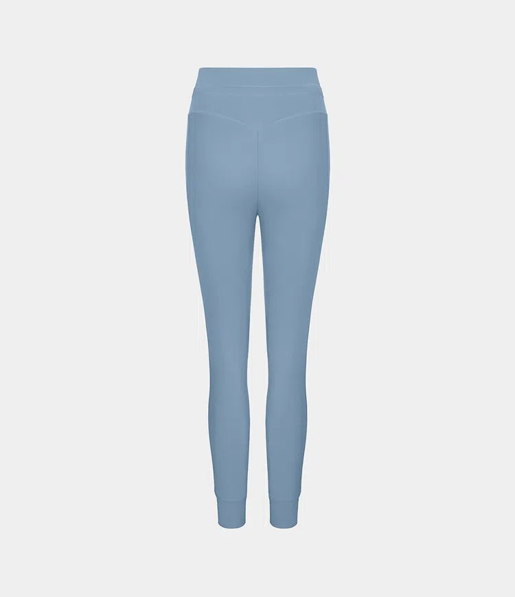 SoftlyZero Plush High Waisted Drawstring Pocket Plain Full Length Joggers