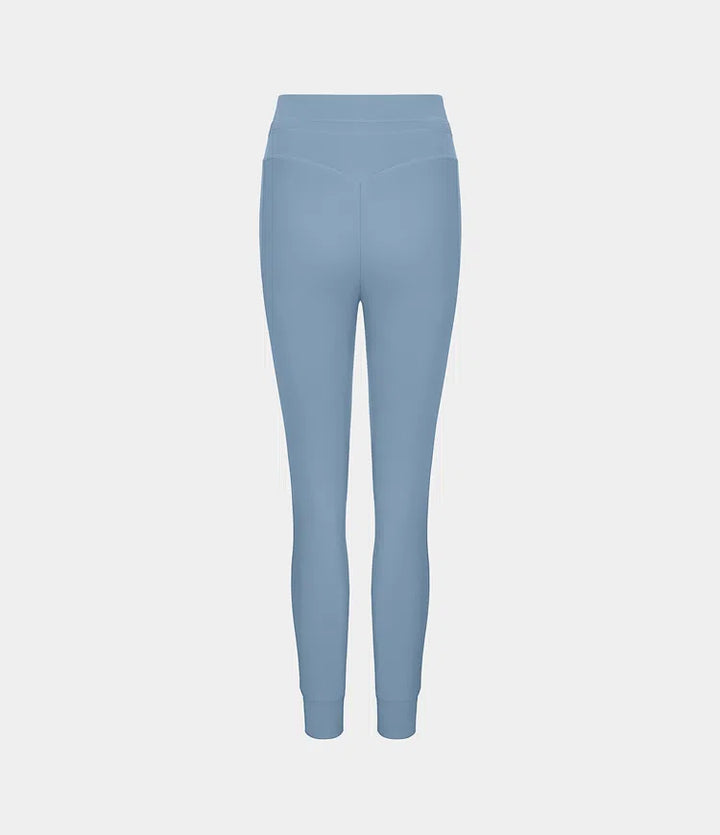 SoftlyZero Plush High Waisted Drawstring Pocket Plain Full Length Joggers