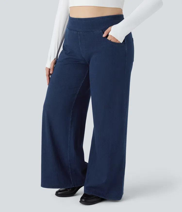 Halara Flex High Waisted Pockets Baggy Wide Leg Loose Casual Plus Size Jeans