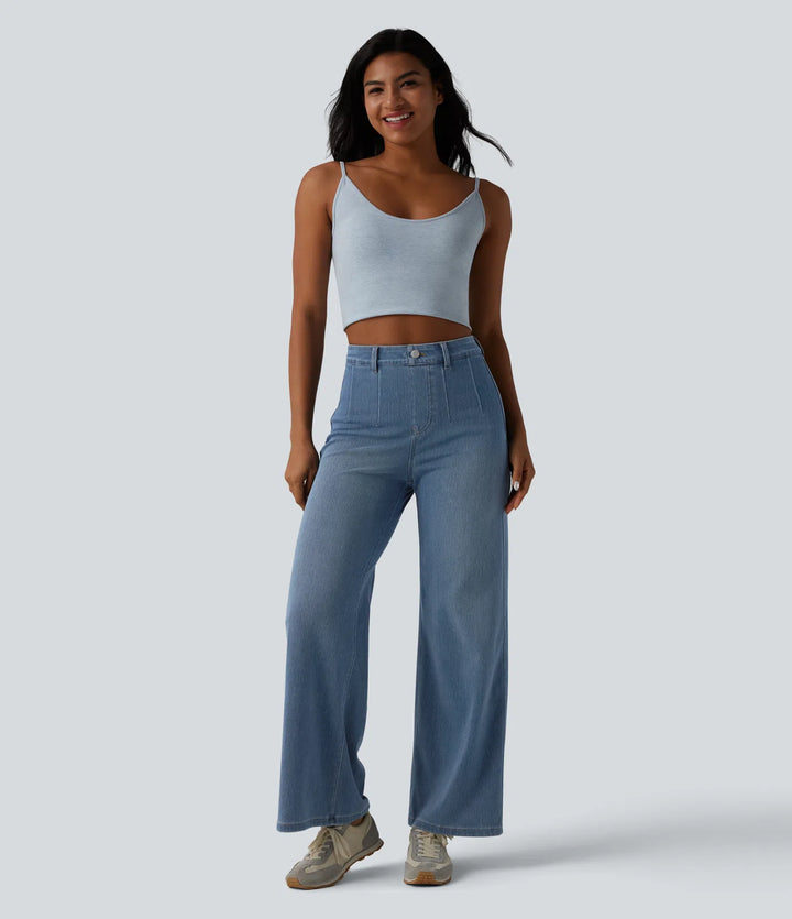 Halara Flex Curvy High Waisted Tummy Control Wide Leg Casual Jeans with Pockets