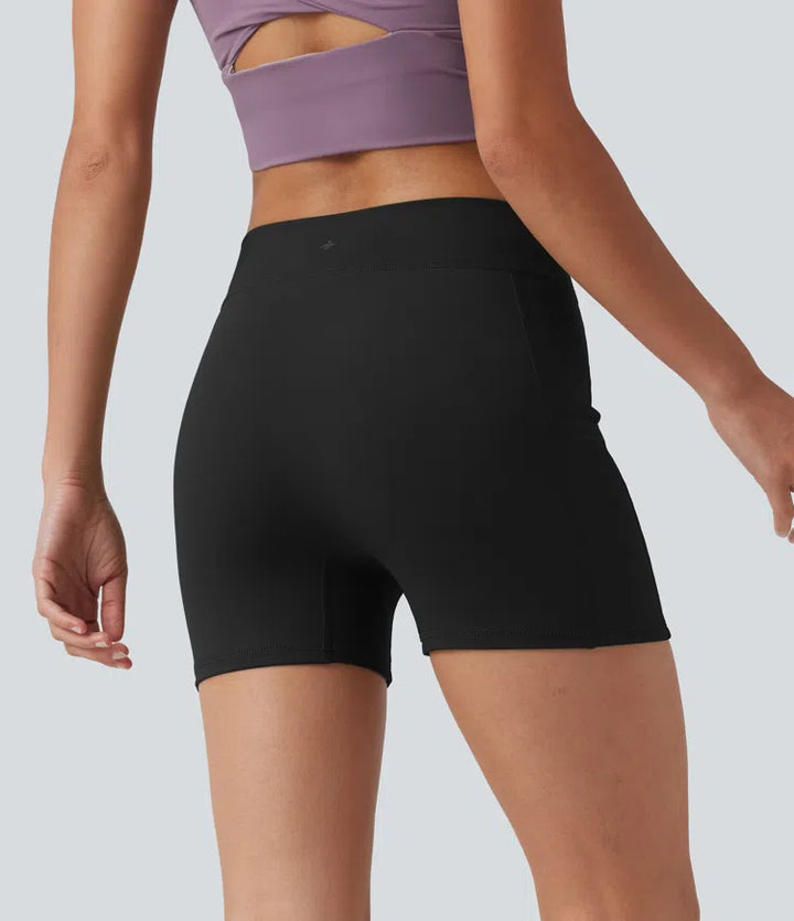 SoftlyZero Airy High Waisted Pocket Plain InstantCool Yoga Shorts 3.5"