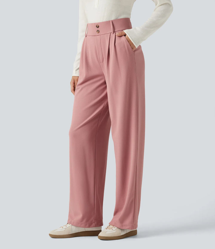 Halara Flex High Waisted Straight Leg Waffle Work Pants with Pockets