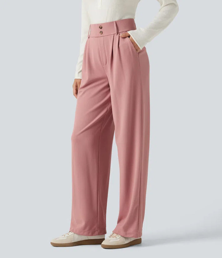 Halara Flex High Waisted Straight Leg Waffle Work Pants with Pockets