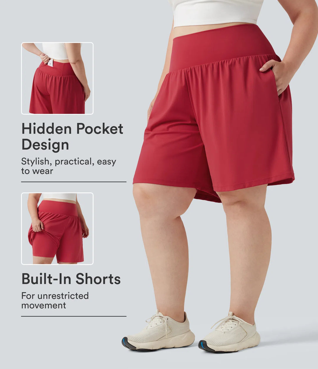 Plus Size SoftlyZero Airy Super High Waisted 2-in-1 InstantCool Yoga Shorts 9&