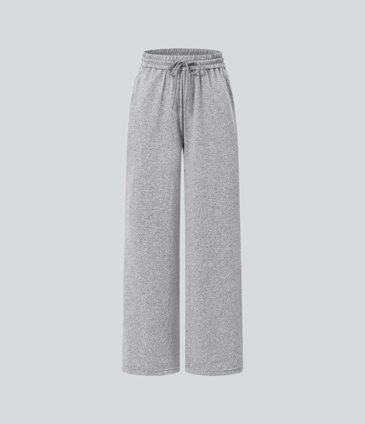 High Waisted Drawstring Pocket Wide Leg Baggy Casual Pants