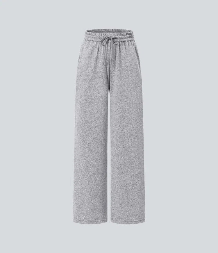 High Waisted Drawstring Pocket Wide Leg Baggy Casual Pants