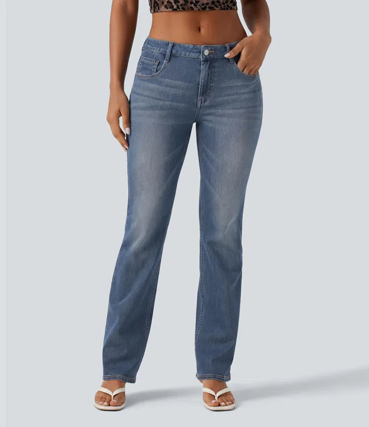 Halara Flex Low Rise Washed Bootcut Casual Jeans with Pockets