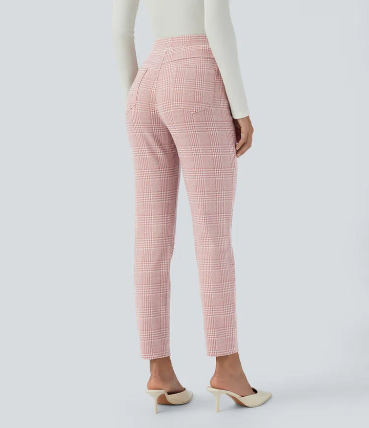 Halara Flex High Waisted Pocket Houndstooth Plaid Skinny Work Pants