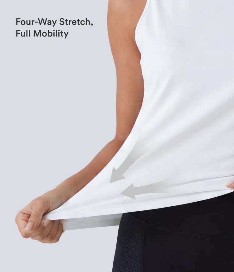 Cut Out Crossover Hem Solid Yoga Tank Top
