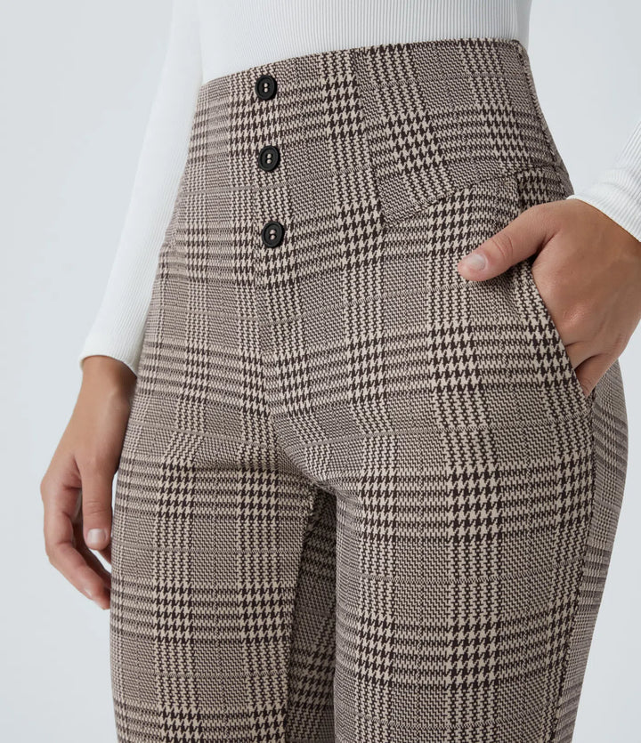 Halara Flex High Waisted Houndstooth Plaid Skinny Work Pants with Pockets