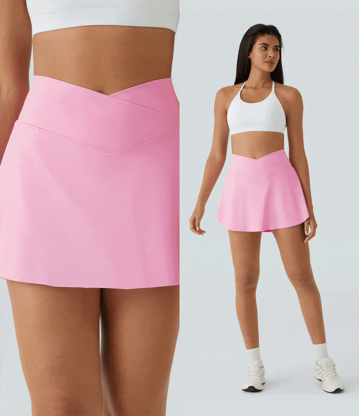 SoftlyZero Airy Crossover Pocket 2-in-1 InstantCool Tennis Skirt-Lucid-Longer Length