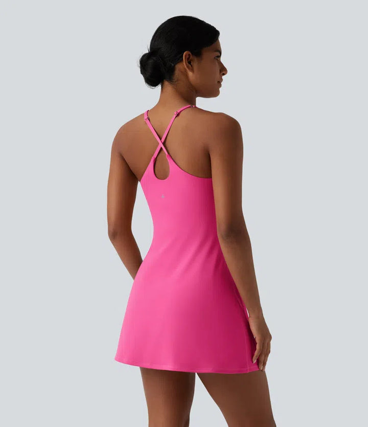 Softlyzero Plush Tummy Control Active Dress with Pockets-Easy Peezy Edition