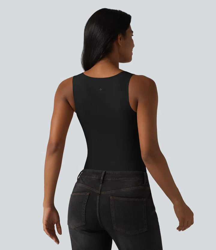 Square Neck Built-in Bra Casual Tank Top B-E Cups