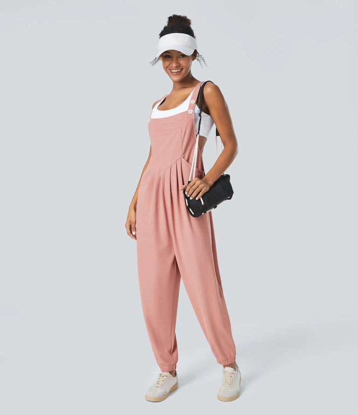 Pockets Waffle Casual Jogger Overalls