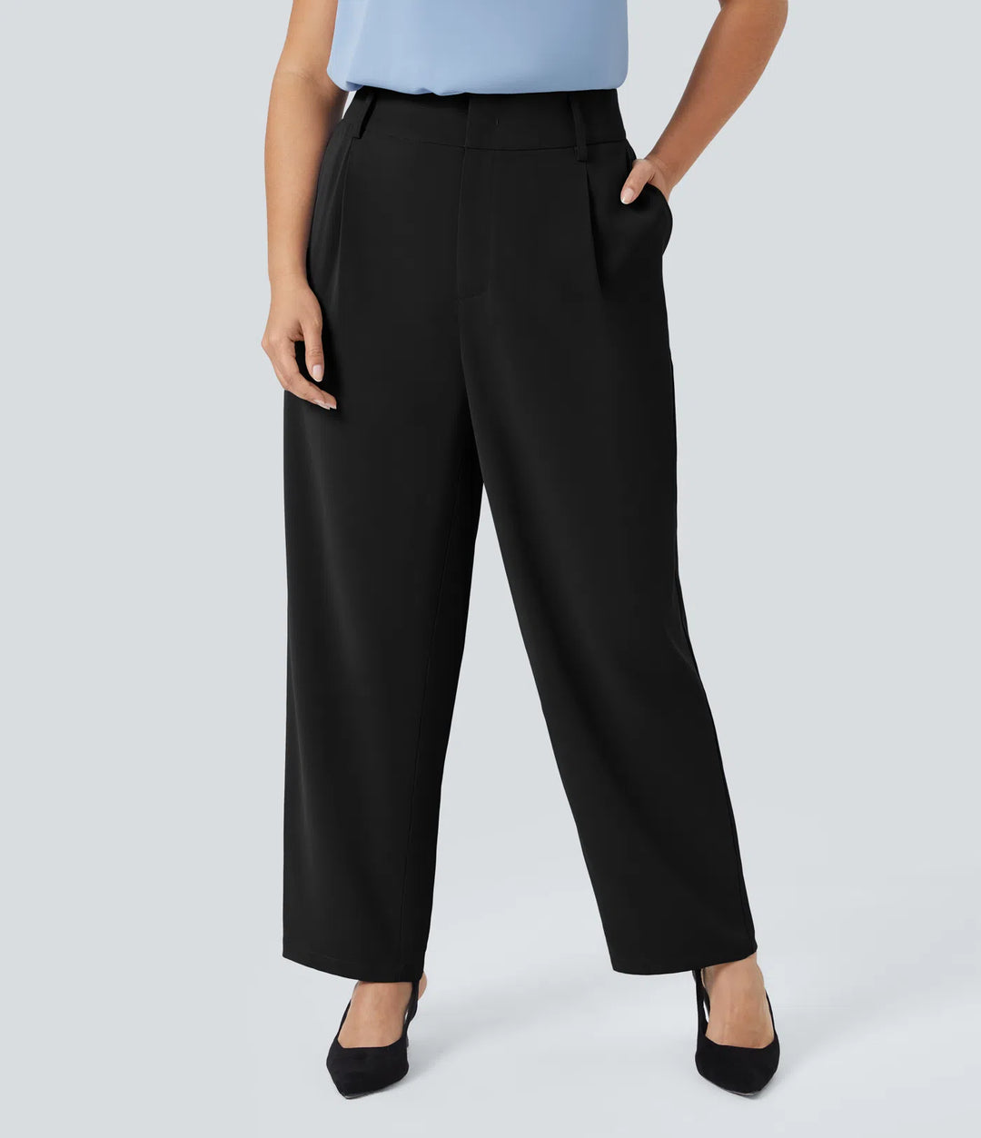 Halara Flex High Waisted Pocket Solid Work Plus Size Tapered Pants