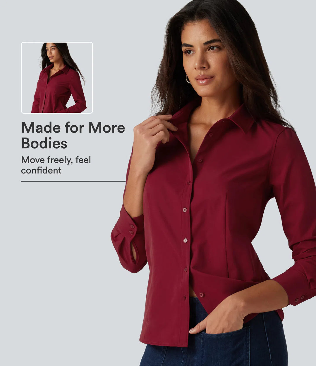 Long Sleeve Curved Hem Work Shirt