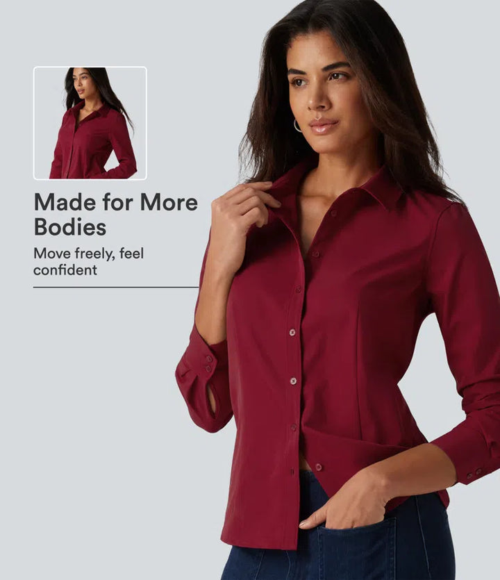 Long Sleeve Curved Hem Work Shirt