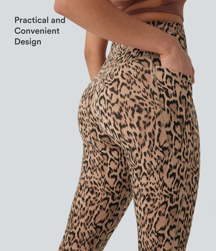 Halara UltraSculpt Leopard Print High Waisted Tummy Control Yoga Leggings with Pockets