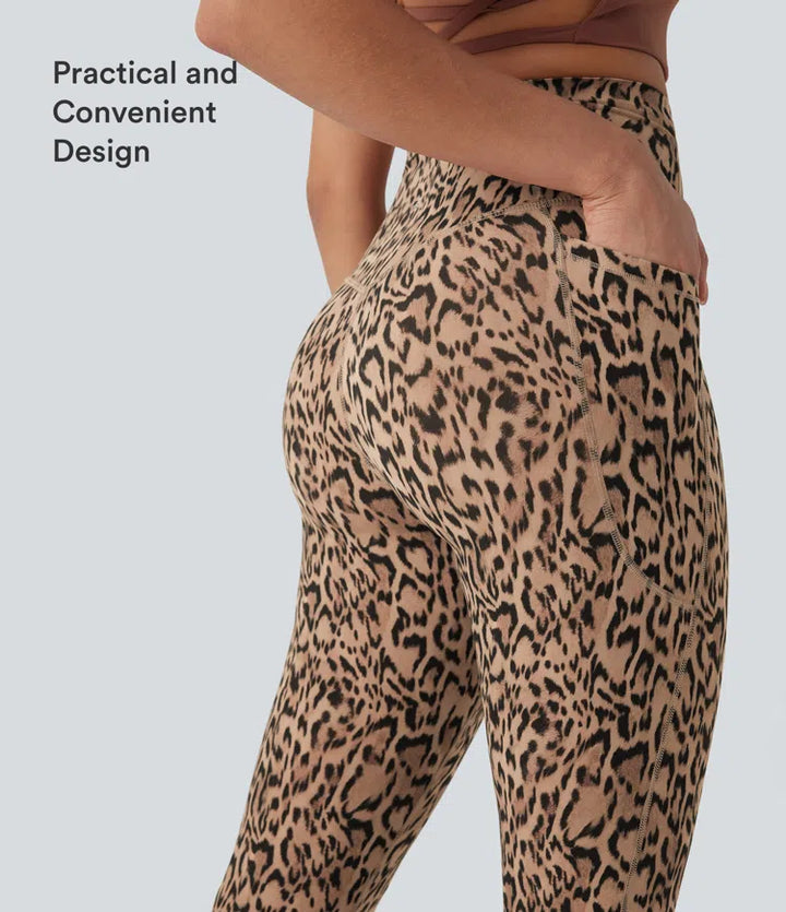 Halara UltraSculpt Leopard Print High Waisted Tummy Control Yoga Leggings with Pockets