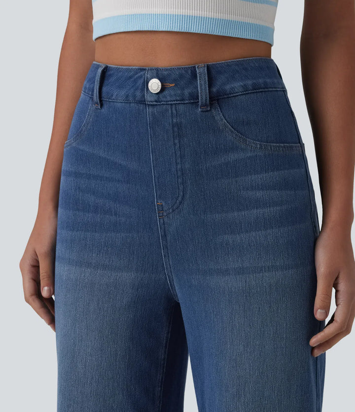Halara Flex High Waisted Sculpted Lift Design Straight Leg Casual Jeans with Pockets