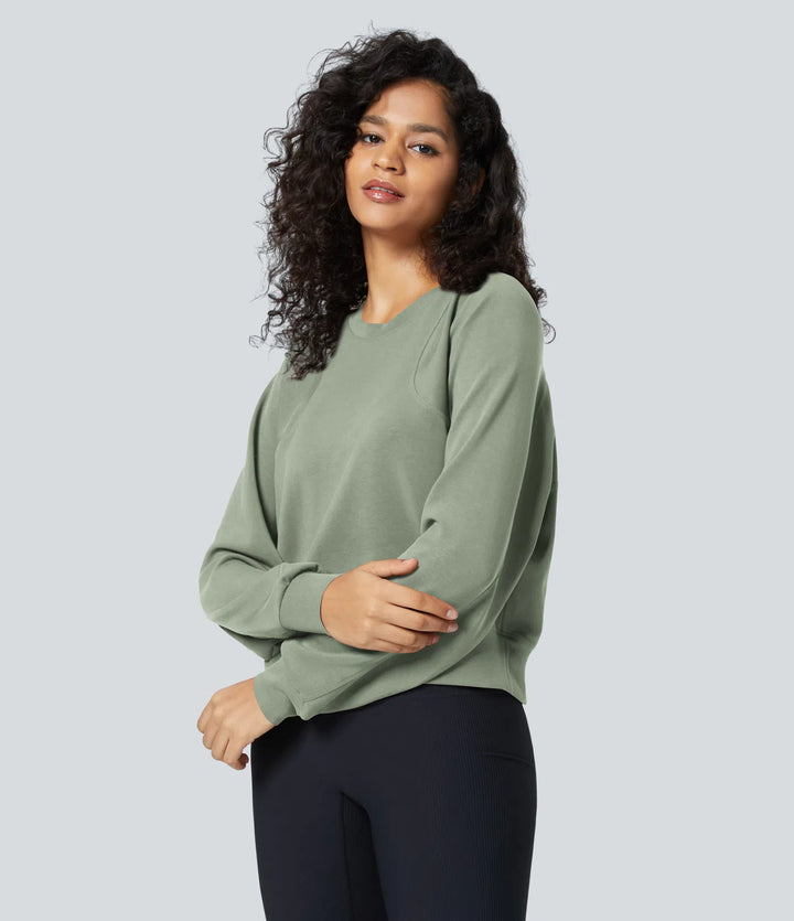 SpacerTek Round Neck Raglan Sleeve Solid Casual Sweatshirt