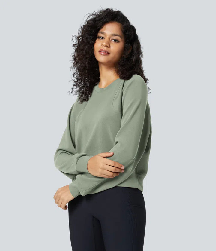 SpacerTek Round Neck Raglan Sleeve Solid Casual Sweatshirt