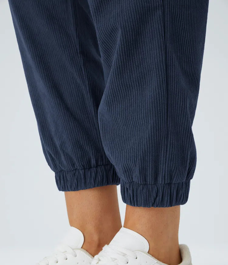 Mid Rise Zipper Pockets Corduroy Casual Joggers