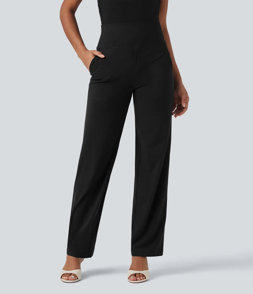 Halara UltraSculpt High Waisted Tummy Control Straight Leg Work Pants with Pockets