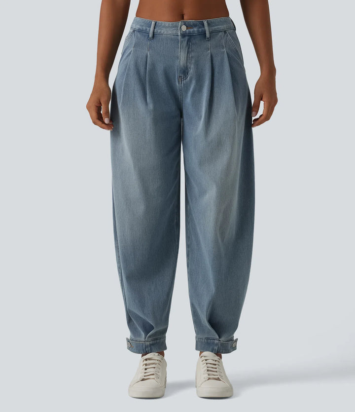 Halara Flex Mid Rise Denim Casual Balloon Joggers with Pockets