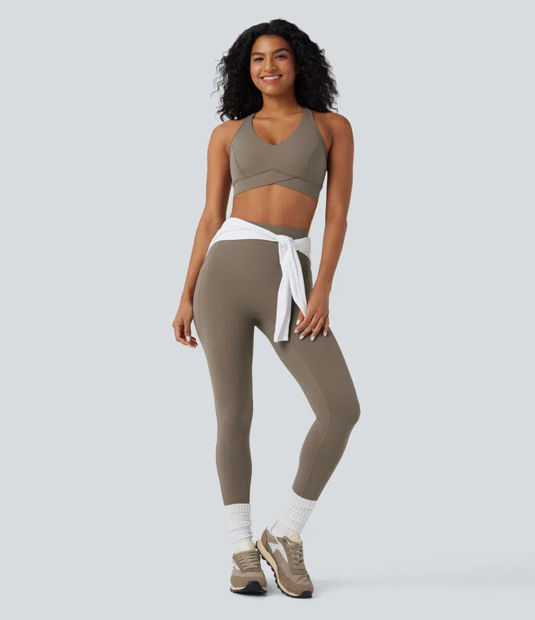 Halara UltraSculpt Light Support V Neck Racerback Workout Sports Bra