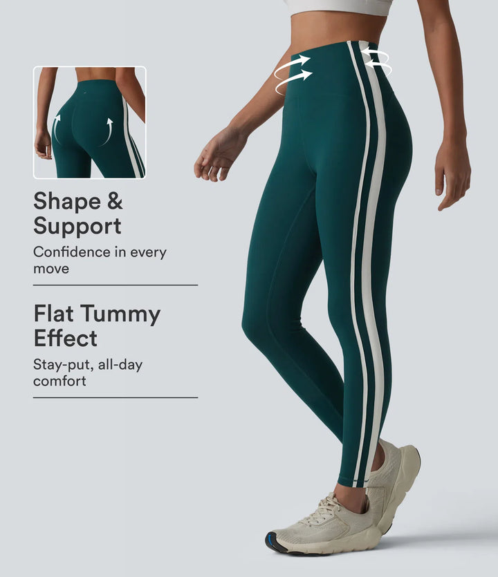 Halara Ultrasculpt High-waisted Tummy Control Side Stripe Yoga 7/8 Leggings