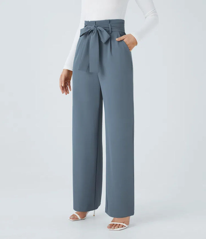 Halara Flex Paper Bag High Waisted Belted Pocket Wide Leg Work Pants