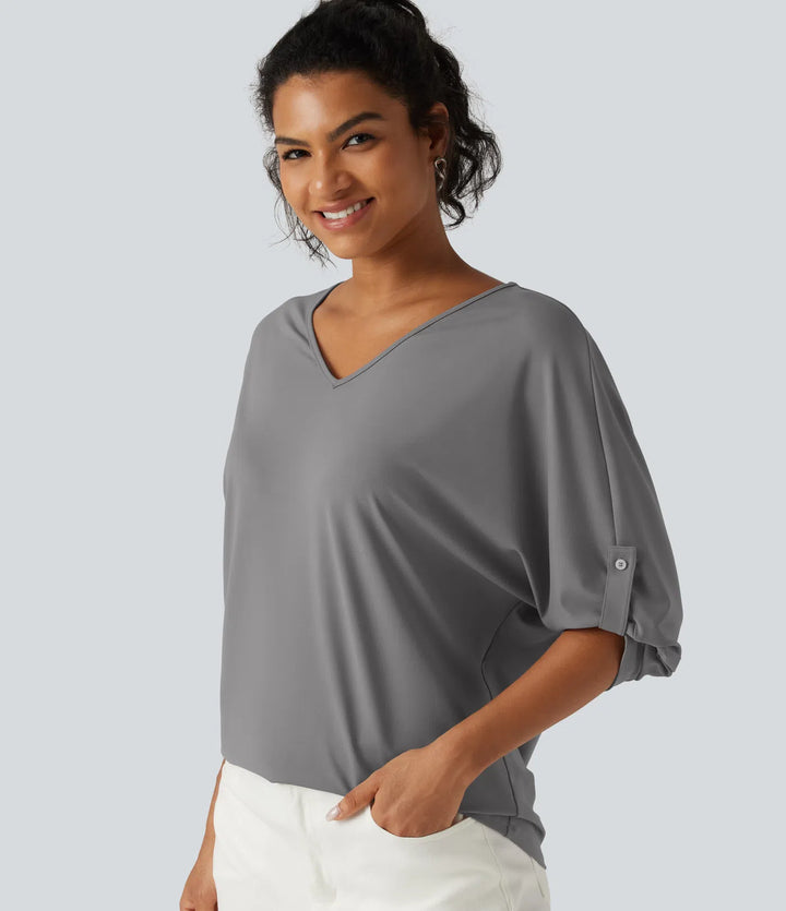 V Neck Long Sleeve Work Blouse