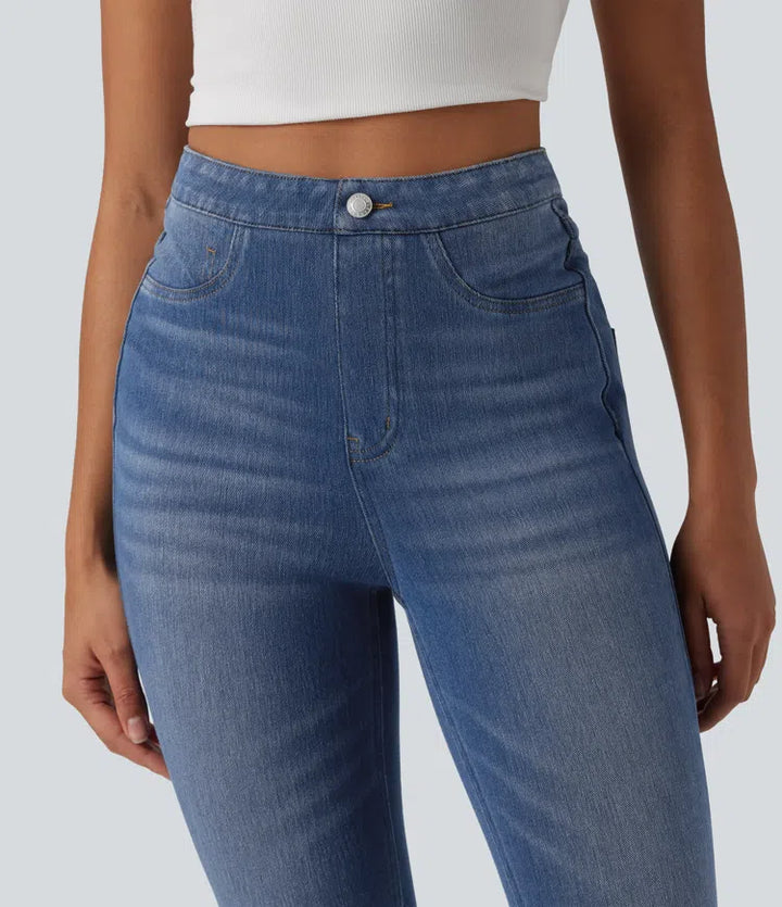 Halara Flex High Waisted Tummy Control Denim Casual Leggings with Pockets