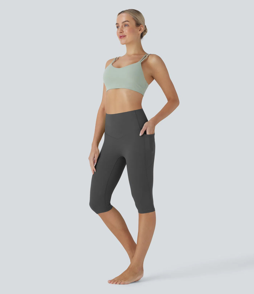 Halara UltraSculpt High Waisted Tummy Control Pedal Pusher Yoga Leggings with Pockets