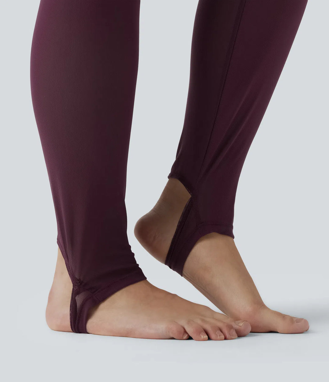 Breezeful High Waisted Pleated 2-in-1 Contrast Mesh Quick Dry Dance Plus Size Stirrup Skirted Leggings with Pockets