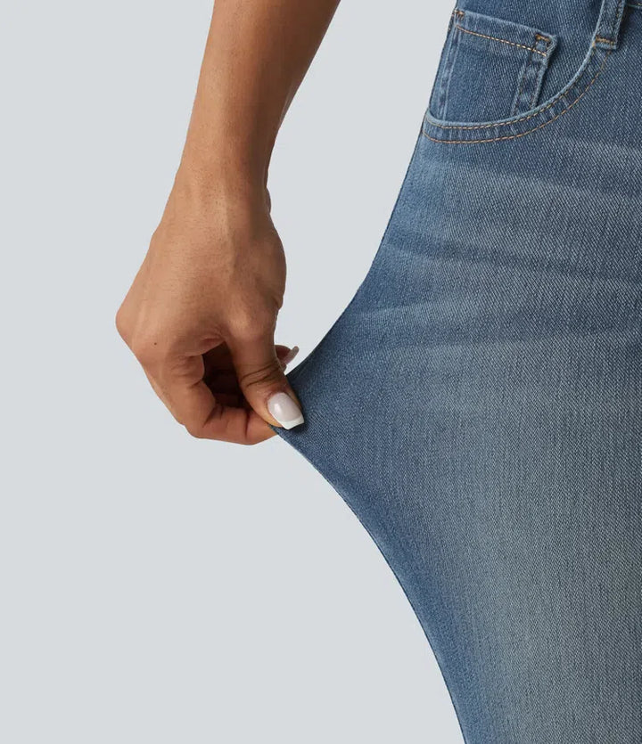 Halara Flex Low Rise Washed Bootcut Casual Jeans with Pockets