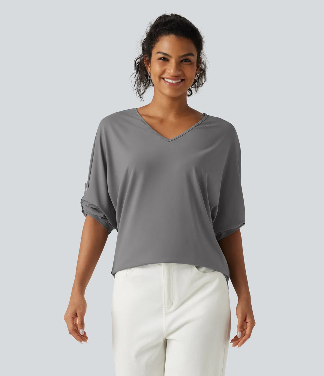 V Neck Long Sleeve Work Blouse